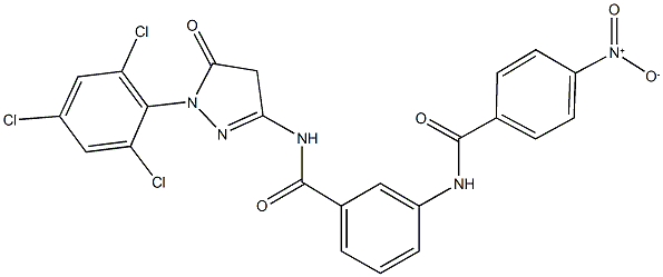 3-[({4-nitrophenyl}carbonyl)amino]-N-[5-oxo-1-(2,4,6-trichlorophenyl)-4,5-dihydro-1H-pyrazol-3-yl]benzamide Struktur
