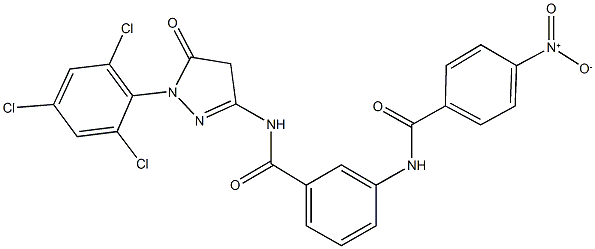 3-[({4-nitrophenyl}carbonyl)amino]-N-[5-oxo-1-(2,4,6-trichlorophenyl)-4,5-dihydro-1H-pyrazol-3-yl]benzamide 化学構造式