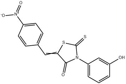 5-{4-nitrobenzylidene}-3-(3-hydroxyphenyl)-2-thioxo-1,3-thiazolidin-4-one 化学構造式