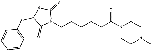 303792-90-7 5-benzylidene-3-[6-(4-methyl-1-piperazinyl)-6-oxohexyl]-2-thioxo-1,3-thiazolidin-4-one