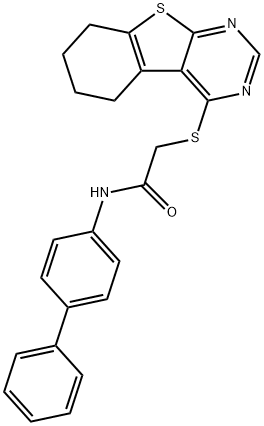 N-[1,1'-biphenyl]-4-yl-2-(5,6,7,8-tetrahydro[1]benzothieno[2,3-d]pyrimidin-4-ylsulfanyl)acetamide 结构式