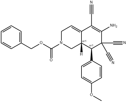 benzyl 6-amino-5,7,7-tricyano-8-(4-methoxyphenyl)-3,7,8,8a-tetrahydro-2(1H)-isoquinolinecarboxylate Structure