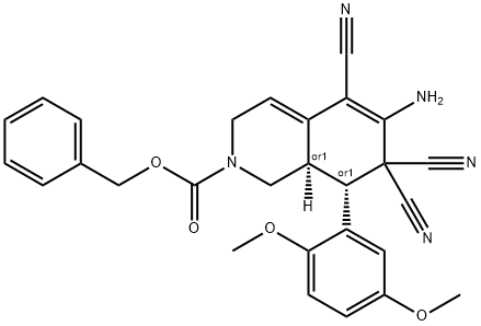 benzyl 6-amino-5,7,7-tricyano-8-(2,5-dimethoxyphenyl)-3,7,8,8a-tetrahydro-2(1H)-isoquinolinecarboxylate,303953-43-7,结构式