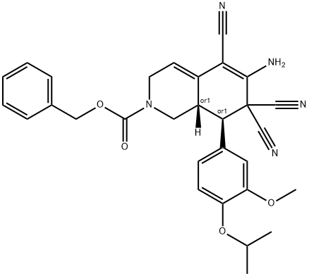 benzyl 6-amino-5,7,7-tricyano-8-(4-isopropoxy-3-methoxyphenyl)-3,7,8,8a-tetrahydro-2(1H)-isoquinolinecarboxylate Structure