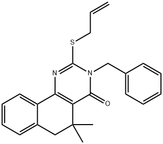 2-(allylsulfanyl)-3-benzyl-5,5-dimethyl-5,6-dihydrobenzo[h]quinazolin-4(3H)-one Struktur
