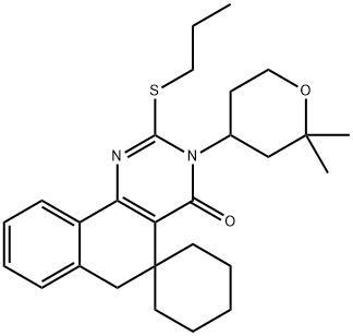 3-(2,2-dimethyltetrahydro-2H-pyran-4-yl)-2-(propylsulfanyl)-5,6-dihydrospiro(benzo[h]quinazoline-5,1'-cyclohexane)-4(3H)-one Structure