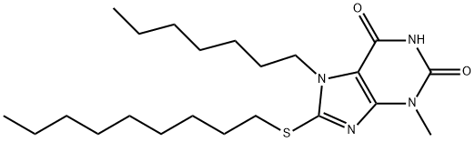 7-heptyl-3-methyl-8-(nonylsulfanyl)-3,7-dihydro-1H-purine-2,6-dione,303969-17-7,结构式