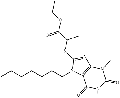 ethyl 2-[(7-heptyl-3-methyl-2,6-dioxo-2,3,6,7-tetrahydro-1H-purin-8-yl)sulfanyl]propanoate Structure