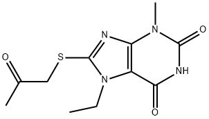 7-ethyl-3-methyl-8-[(2-oxopropyl)sulfanyl]-3,7-dihydro-1H-purine-2,6-dione 结构式