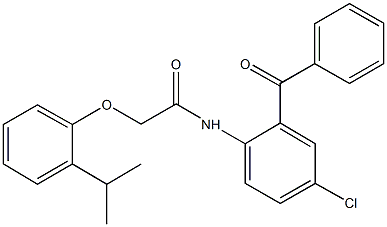 N-(2-benzoyl-4-chlorophenyl)-2-(2-isopropylphenoxy)acetamide 化学構造式