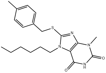 7-hexyl-3-methyl-8-[(4-methylbenzyl)sulfanyl]-3,7-dihydro-1H-purine-2,6-dione Structure