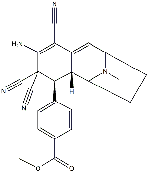 methyl 4-(5-amino-4,4,6-tricyano-12-methyl-12-azatricyclo[7.2.1.0~2,7~]dodeca-5,7-dien-3-yl)benzoate 化学構造式