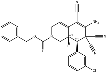 benzyl 6-amino-8-(3-chlorophenyl)-5,7,7-tricyano-3,7,8,8a-tetrahydro-2(1H)-isoquinolinecarboxylate Struktur