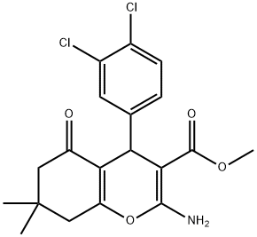 methyl 2-amino-4-(3,4-dichlorophenyl)-7,7-dimethyl-5-oxo-5,6,7,8-tetrahydro-4H-chromene-3-carboxylate 化学構造式