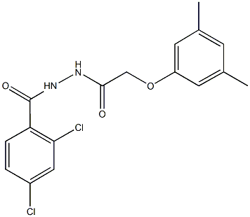2,4-dichloro-N'-{[(3,5-dimethylphenyl)oxy]acetyl}benzohydrazide 化学構造式