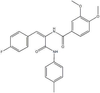 N-[2-(4-fluorophenyl)-1-(4-toluidinocarbonyl)vinyl]-3,4-dimethoxybenzamide Struktur