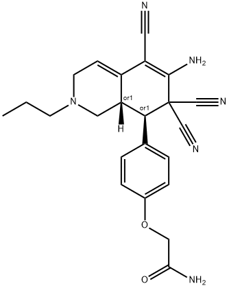 2-[4-(6-amino-5,7,7-tricyano-2-propyl-1,2,3,7,8,8a-hexahydroisoquinolin-8-yl)phenoxy]acetamide,304013-39-6,结构式