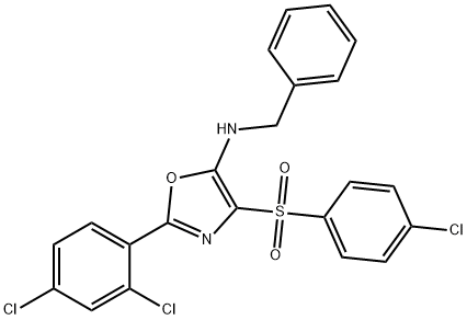 N-benzyl-4-[(4-chlorophenyl)sulfonyl]-2-(2,4-dichlorophenyl)-1,3-oxazol-5-amine Structure