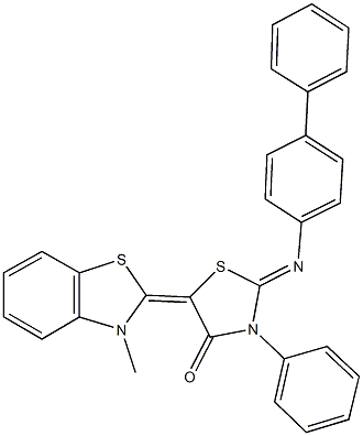 2-([1,1'-biphenyl]-4-ylimino)-5-(3-methyl-1,3-benzothiazol-2(3H)-ylidene)-3-phenyl-1,3-thiazolidin-4-one Structure