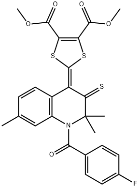 dimethyl 2-(1-(4-fluorobenzoyl)-2,2,7-trimethyl-3-thioxo-2,3-dihydro-4(1H)-quinolinylidene)-1,3-dithiole-4,5-dicarboxylate Structure