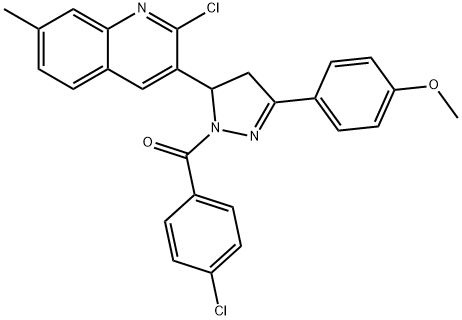 4-[1-(4-chlorobenzoyl)-5-(2-chloro-7-methyl-3-quinolinyl)-4,5-dihydro-1H-pyrazol-3-yl]phenyl methyl ether,304446-38-6,结构式