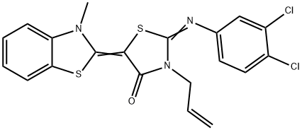 3-allyl-2-[(3,4-dichlorophenyl)imino]-5-(3-methyl-1,3-benzothiazol-2(3H)-ylidene)-1,3-thiazolidin-4-one,304447-99-2,结构式