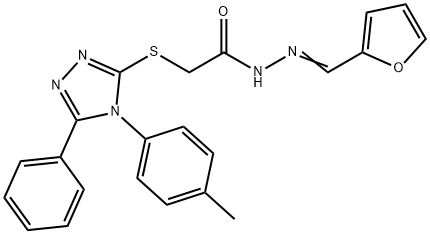 N'-(2-furylmethylene)-2-{[4-(4-methylphenyl)-5-phenyl-4H-1,2,4-triazol-3-yl]sulfanyl}acetohydrazide 化学構造式