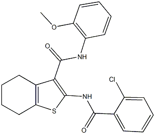 2-[(2-chlorobenzoyl)amino]-N-(2-methoxyphenyl)-4,5,6,7-tetrahydro-1-benzothiophene-3-carboxamide,304451-82-9,结构式