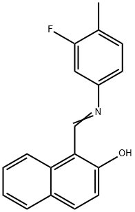 1-{[(3-fluoro-4-methylphenyl)imino]methyl}-2-naphthol 化学構造式