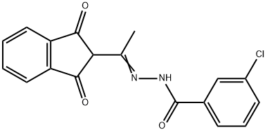 3-chloro-N'-[1-(1,3-dioxo-2,3-dihydro-1H-inden-2-yl)ethylidene]benzohydrazide 结构式