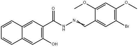 N'-(5-bromo-2,4-dimethoxybenzylidene)-3-hydroxy-2-naphthohydrazide Struktur