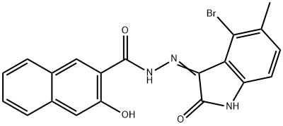 N'-(4-bromo-5-methyl-2-oxo-1,2-dihydro-3H-indol-3-ylidene)-3-hydroxy-2-naphthohydrazide Structure