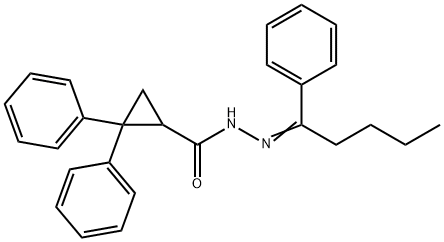 2,2-diphenyl-N'-(1-phenylpentylidene)cyclopropanecarbohydrazide Struktur