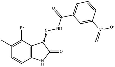 N'-(4-bromo-5-methyl-2-oxo-1,2-dihydro-3H-indol-3-ylidene)-3-nitrobenzohydrazide 化学構造式