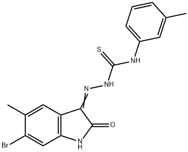 6-bromo-5-methyl-1H-indole-2,3-dione 3-[N-(3-methylphenyl)thiosemicarbazone] 结构式