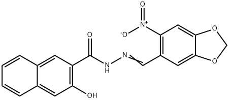 3-hydroxy-N'-({6-nitro-1,3-benzodioxol-5-yl}methylene)-2-naphthohydrazide Structure