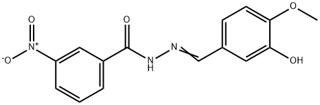 N'-(3-hydroxy-4-methoxybenzylidene)-3-nitrobenzohydrazide 化学構造式