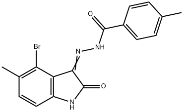 N'-(4-bromo-5-methyl-2-oxo-1,2-dihydro-3H-indol-3-ylidene)-4-methylbenzohydrazide Struktur