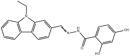 N'-[(9-ethyl-9H-carbazol-2-yl)methylene]-2,4-dihydroxybenzohydrazide 化学構造式