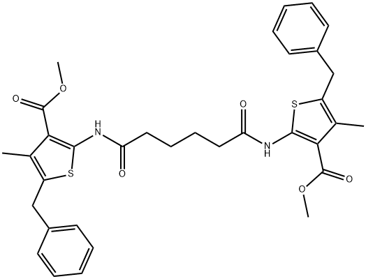 methyl 5-benzyl-2-[(6-{[5-benzyl-3-(methoxycarbonyl)-4-methyl-2-thienyl]amino}-6-oxohexanoyl)amino]-4-methyl-3-thiophenecarboxylate Structure