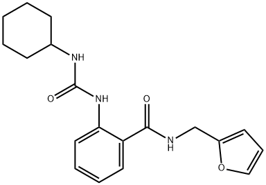 2-{[(cyclohexylamino)carbonyl]amino}-N-(2-furylmethyl)benzamide 化学構造式