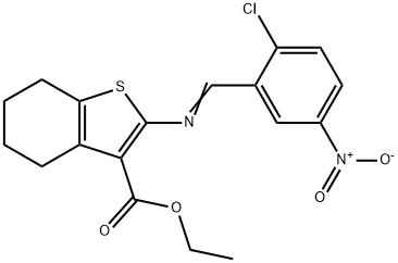 ethyl 2-({2-chloro-5-nitrobenzylidene}amino)-4,5,6,7-tetrahydro-1-benzothiophene-3-carboxylate Structure