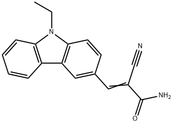 2-cyano-3-(9-ethyl-9H-carbazol-3-yl)acrylamide Struktur