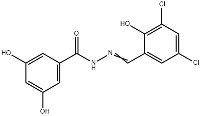 N'-(3,5-dichloro-2-hydroxybenzylidene)-3,5-dihydroxybenzohydrazide Struktur