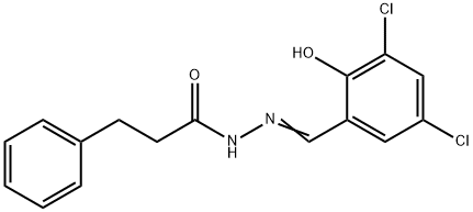 N'-(3,5-dichloro-2-hydroxybenzylidene)-3-phenylpropanohydrazide Struktur