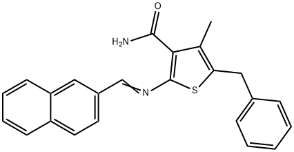 5-benzyl-4-methyl-2-[(2-naphthylmethylene)amino]-3-thiophenecarboxamide Struktur