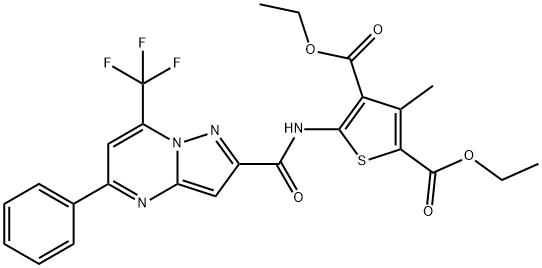 diethyl 3-methyl-5-({[5-phenyl-7-(trifluoromethyl)pyrazolo[1,5-a]pyrimidin-2-yl]carbonyl}amino)-2,4-thiophenedicarboxylate,304686-80-4,结构式