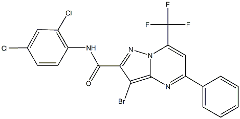 3-bromo-N-(2,4-dichlorophenyl)-5-phenyl-7-(trifluoromethyl)pyrazolo[1,5-a]pyrimidine-2-carboxamide,304687-14-7,结构式