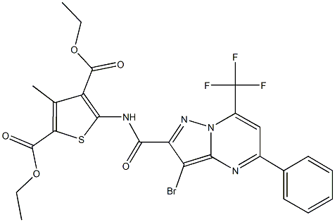 diethyl 5-({[3-bromo-5-phenyl-7-(trifluoromethyl)pyrazolo[1,5-a]pyrimidin-2-yl]carbonyl}amino)-3-methyl-2,4-thiophenedicarboxylate Structure