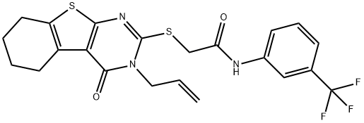 2-[(3-allyl-4-oxo-3,4,5,6,7,8-hexahydro[1]benzothieno[2,3-d]pyrimidin-2-yl)sulfanyl]-N-[3-(trifluoromethyl)phenyl]acetamide Struktur